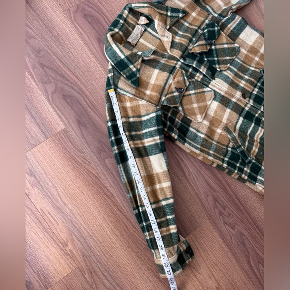 Vintage 60’s Men’s M L.L. Bean Wool Plaid Shirt Jacket Freeport Maine Tan Green - Picture 14 of 16
